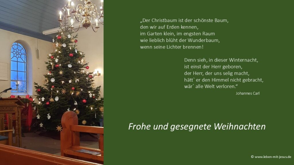 e-card zu Weihnachten Weihnachtsgruß Grußkarte Weihnachtsbaum besonders schöne Weihnachtskarte besinnlich mit Weihnachtslied christliche e-cards mit Segensvers Kirche Warsingsfehn Moormerland Ostfriesland