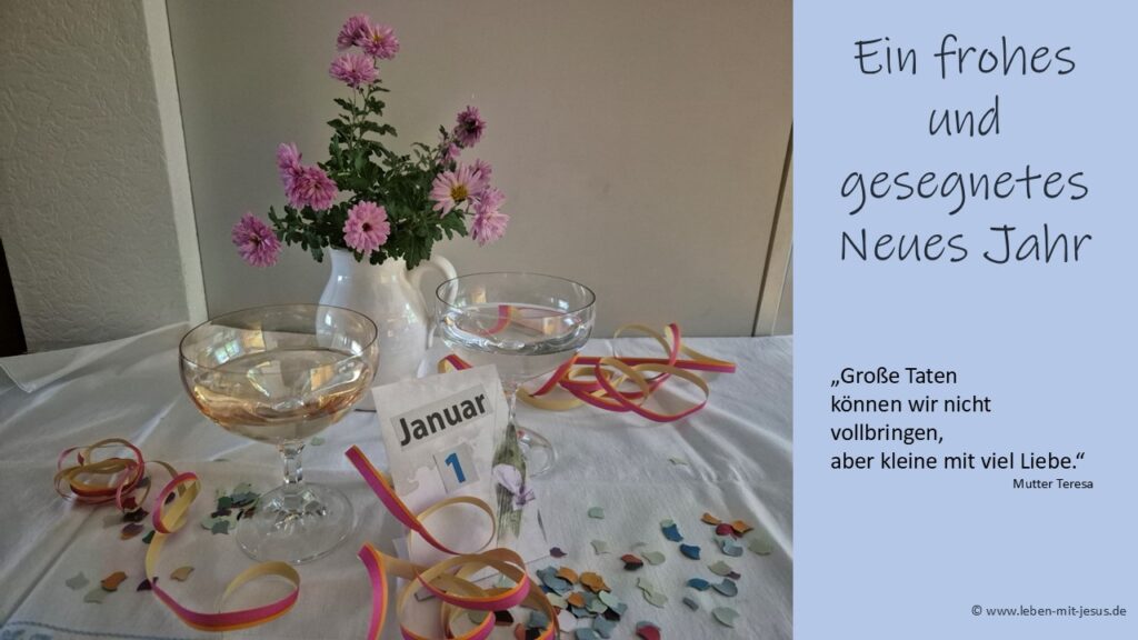 e-card zum neuen Jahr mit Segensvers Neujahrsgruß Karte besonders schöne e-card mit Blumen zu Neujahr und Silvester positive e-card Hoffnung freundlich herzlich