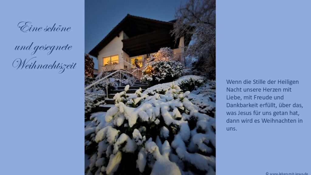 e-card zu Weihnachten Weihnachtskarte stimmungsvoll besinnlich besonders schöne e-card mit Schnee und gemütlichem Licht christliche e-card mit Segensvers
